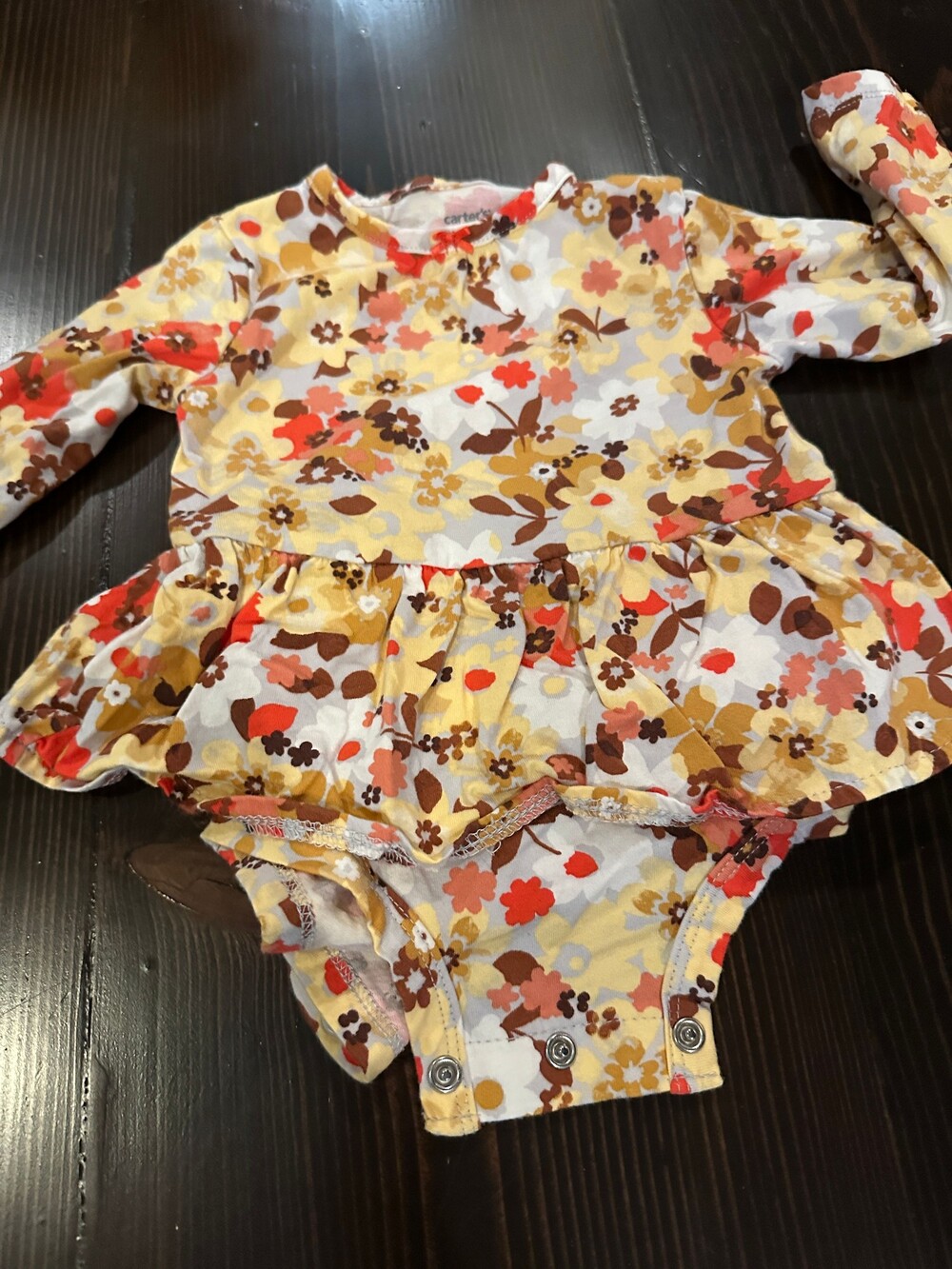 carter's baby bodysuit 12 months floral long sleeve snap closure
